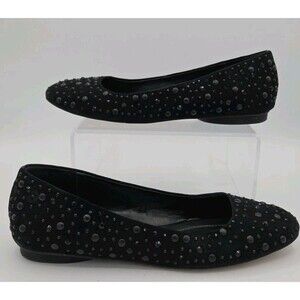 Donald J Pliner Dora Black Ballet Square Toe Studded Loafers Womens Size 9.5